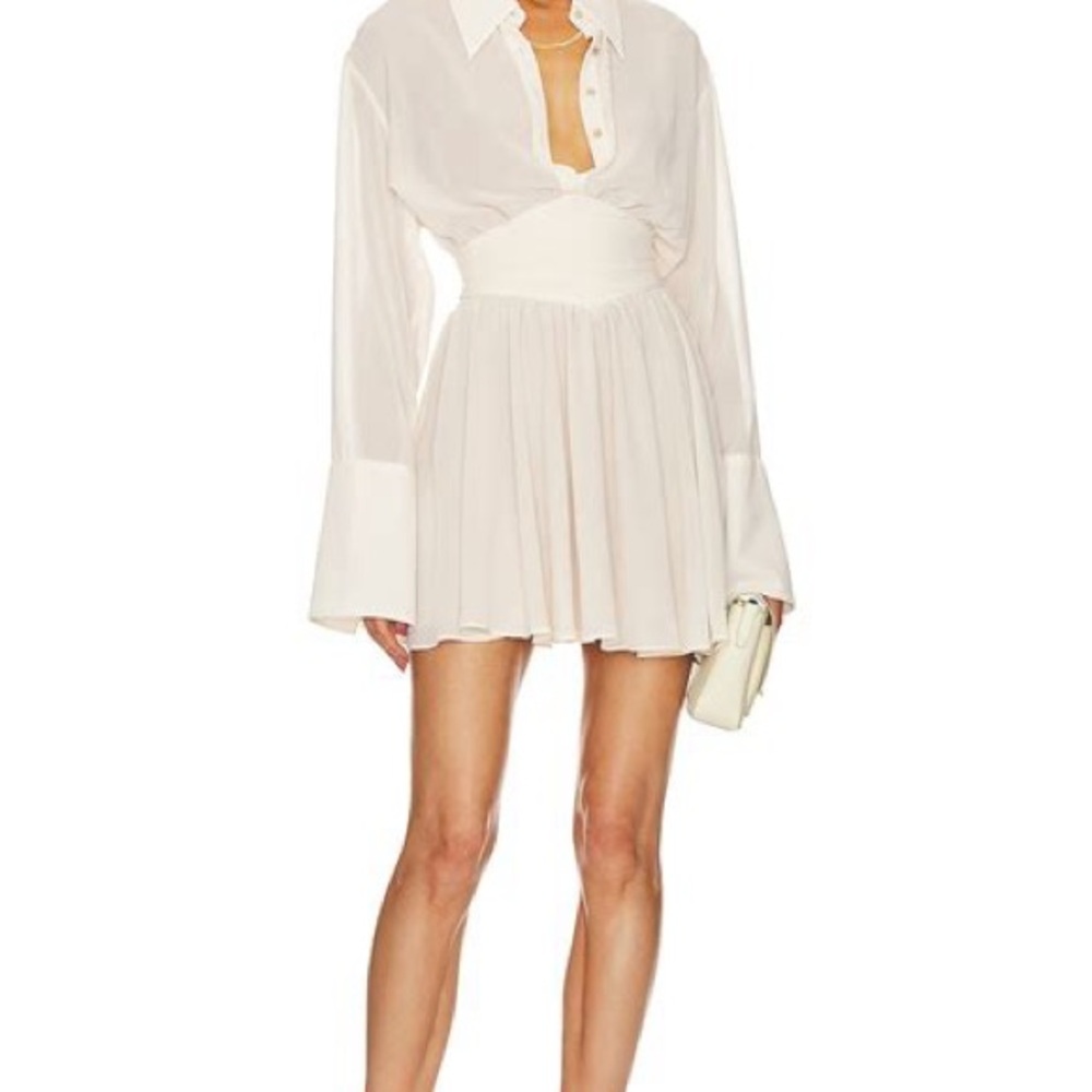 Helsa Sheer Mini Shirt Dress